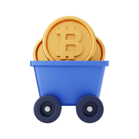 Bitcoin Mining Cart 3D Icon