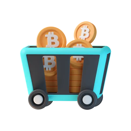 Bitcoin Mining Cart 3D Icon