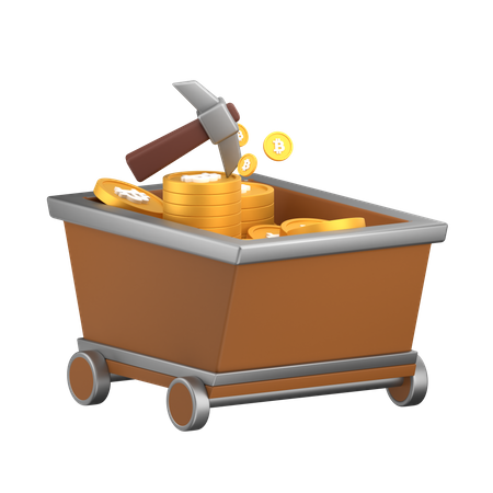 Bitcoin Mining Cart  3D Icon