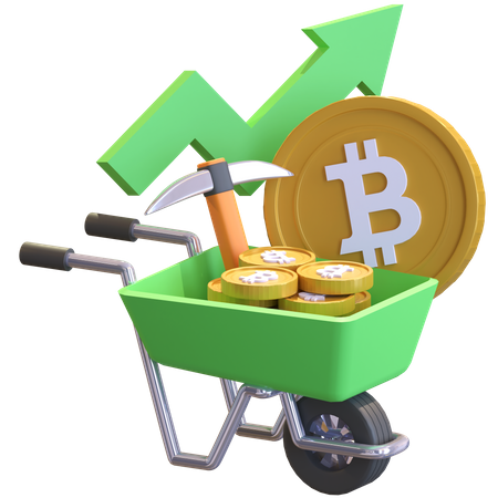 Bitcoin-Mining-Gewinn  3D Illustration