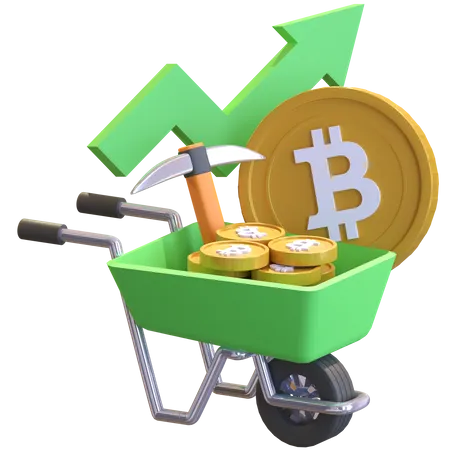 Bitcoin-Mining-Gewinn  3D Illustration