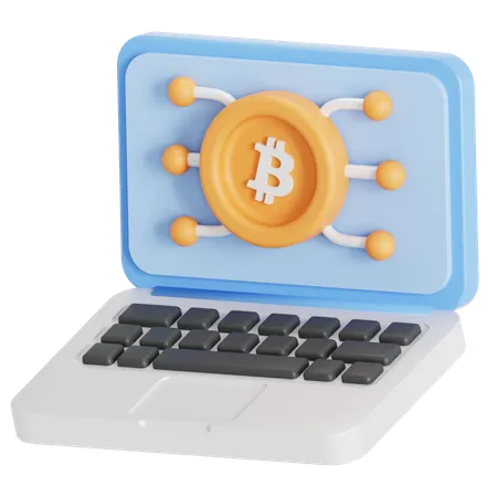 Bitcoin mining on laptop  3D Icon