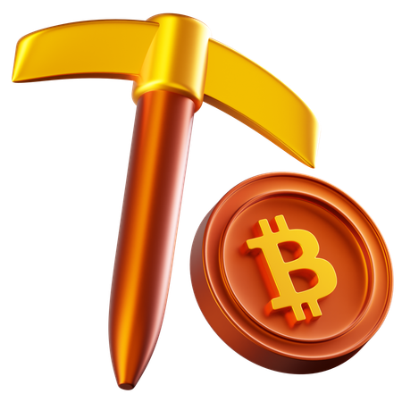 Bitcoin Mining Pickaxe  3D Icon