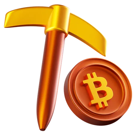 Bitcoin Mining Pickaxe  3D Icon