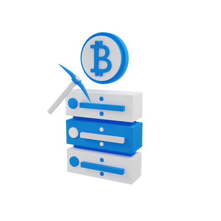 Bitcoin Mining Server 3D Illustration
