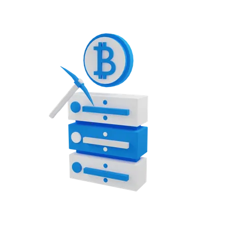Bitcoin Mining Server  3D Illustration