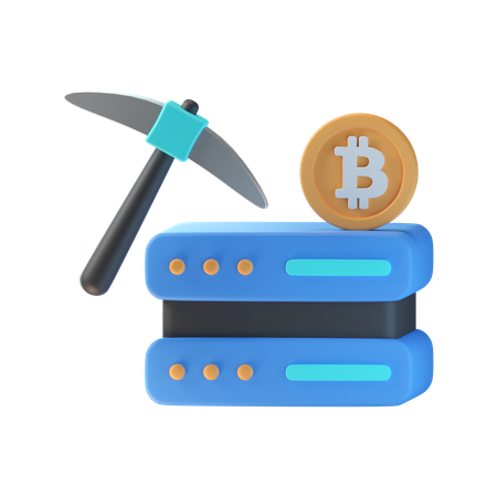 Bitcoin Mining Server 3D Icon