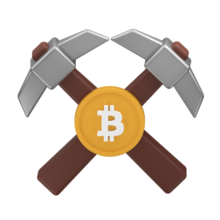 Bitcoin Mining Sign  3D Icon