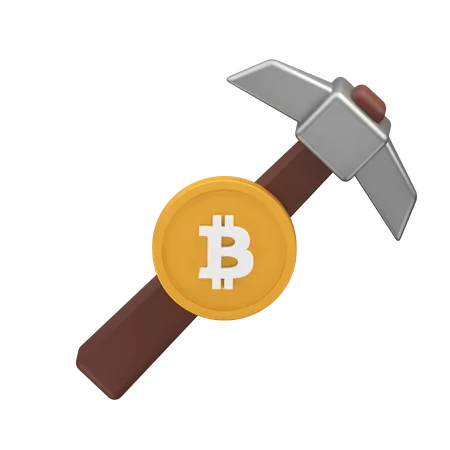 Bitcoin Mining Sign  3D Icon