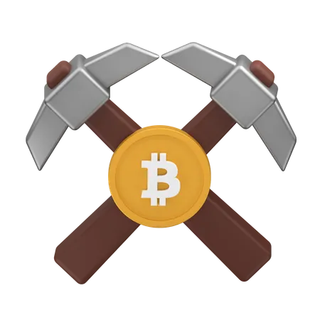 Bitcoin Mining Sign  3D Icon