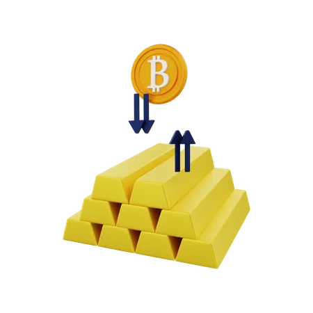 Bitcoin mit Gold  3D Illustration