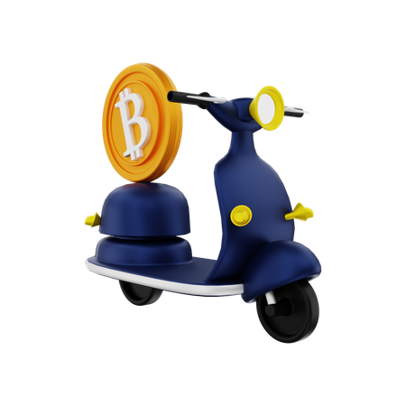 Bitcoin mit Motorrad  3D Illustration