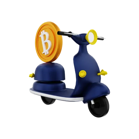 Bitcoin mit Motorrad  3D Illustration