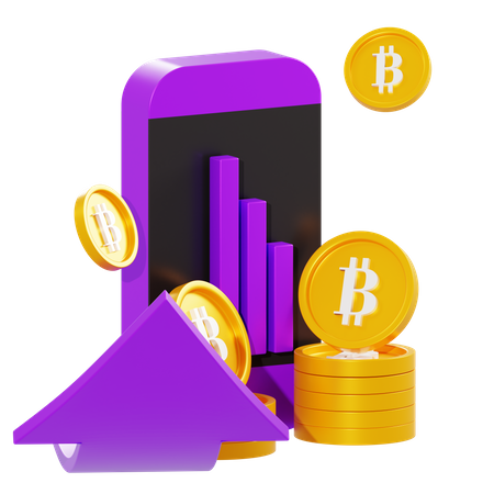 Bitcoin Mobile Exchange  3D Illustration