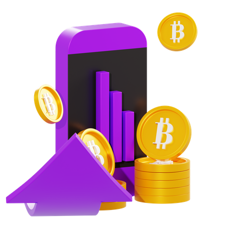 Bitcoin Mobile Exchange 3D Illustration