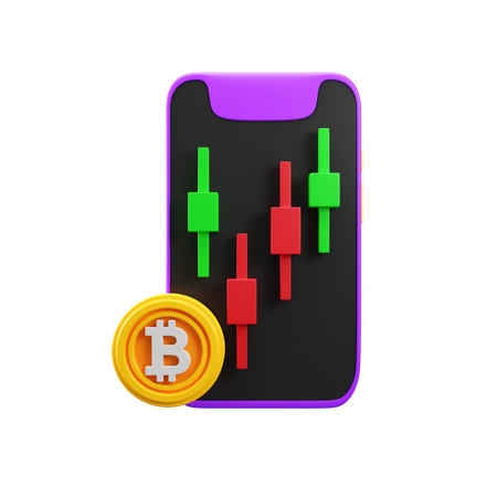 Bitcoin Mobile Trading  3D Icon