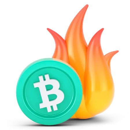 Incêndio de moeda bitcoin  3D Icon