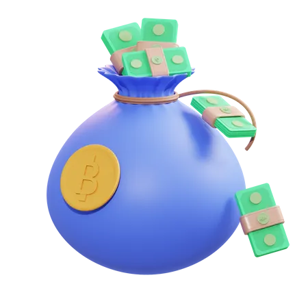 Bitcoin Money Bag  3D Illustration