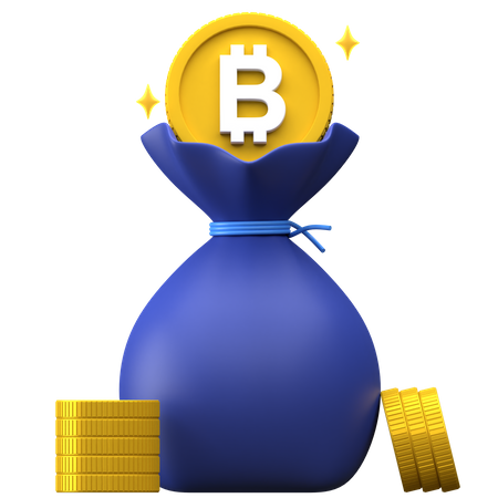 Bitcoin Money Bag  3D Illustration