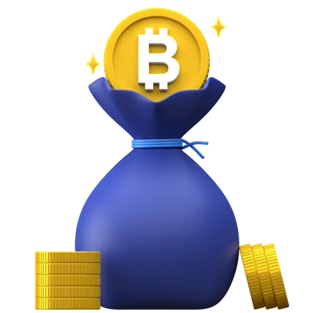 Bitcoin Money Bag  3D Illustration