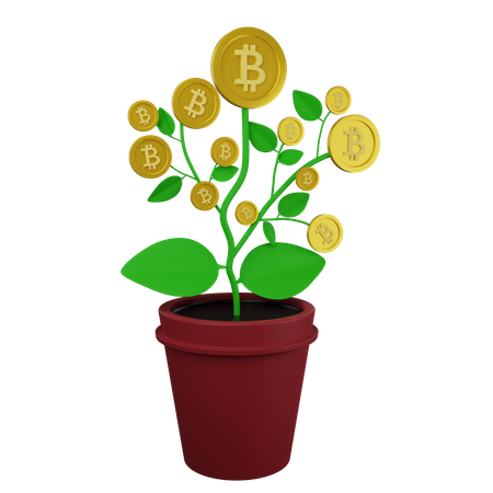 Bitcoin Money Plant  3D Illustration