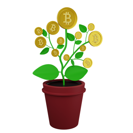 Bitcoin Money Plant 3D Illustration