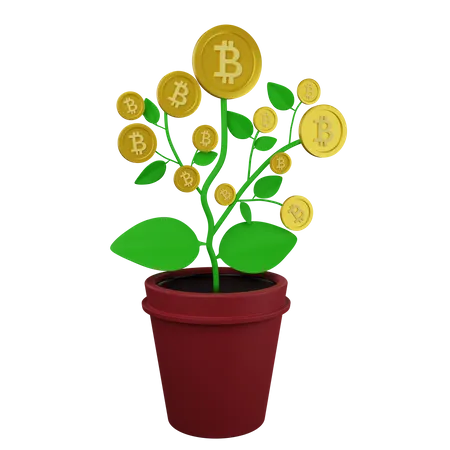 Bitcoin Money Plant 3 D Illustration Contains PNG BLEND And OBJ 3D Illustration
