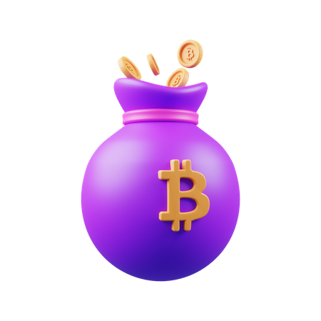 Bolsa de dinheiro bitcoin  3D Illustration