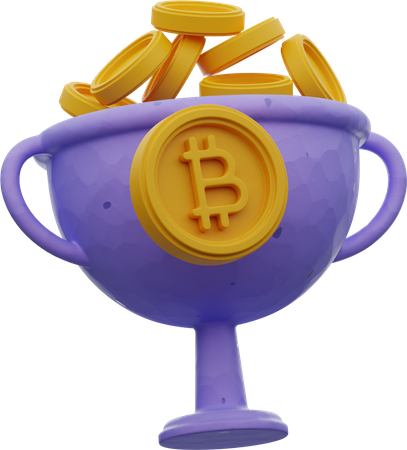 Bitcoin na copa do vencedor  3D Illustration