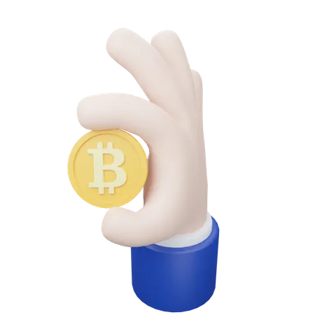 Bitcoin na mão  3D Icon