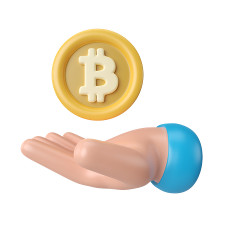 Bitcoin na mão  3D Icon