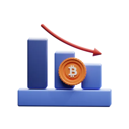 Bitcoin Negative Chart  3D Illustration