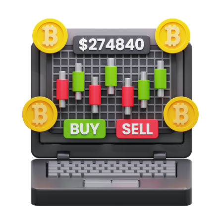 Negociação de bitcoins  3D Icon