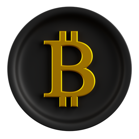 Bitcoin negro y dorado  3D Icon