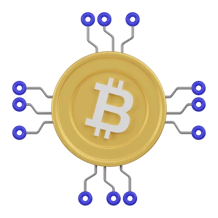 A Vivid Representation Of A Golden Bitcoin With White Symbol Connected To A Circuit Illustrating The Cryptocurrencys Digital Nature 3D Icon