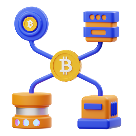 Bitcoin Network 3D Illustration