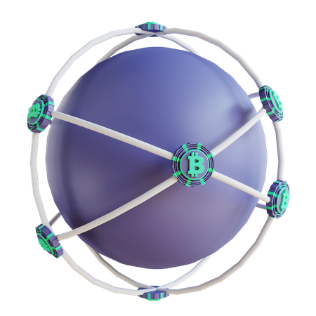 Bitcoin network 3D Illustration