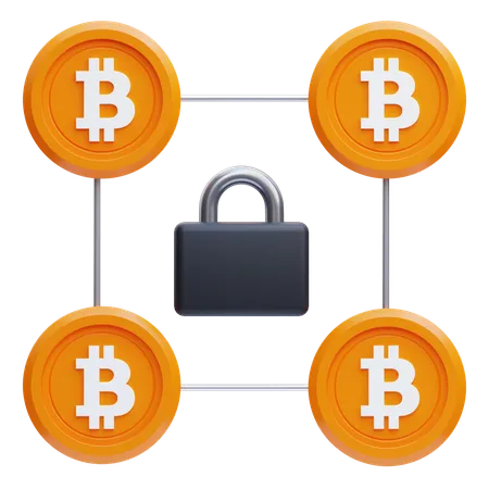 Bitcoin Network Security  3D Icon