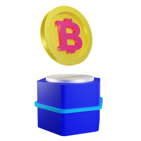 Bitcoin On Podium 3D Illustration