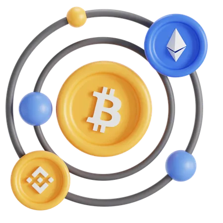 Other Cryptocurrency Orbiting Bitcoin 3D Icon