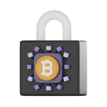 Padlock Securing Bitcoin Symbolizes Importance Of Safeguarding Cryptocurrency Assets Measures Employed Blockchain Technology 3 D Render Illuatration 3D Icon