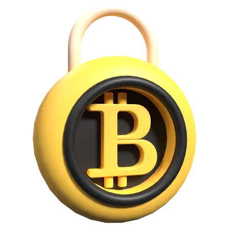 Bitcoin Padlock  3D Icon