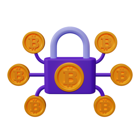 Bitcoin Padlock  3D Icon