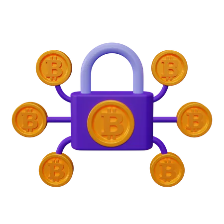 Bitcoin Padlock  3D Icon