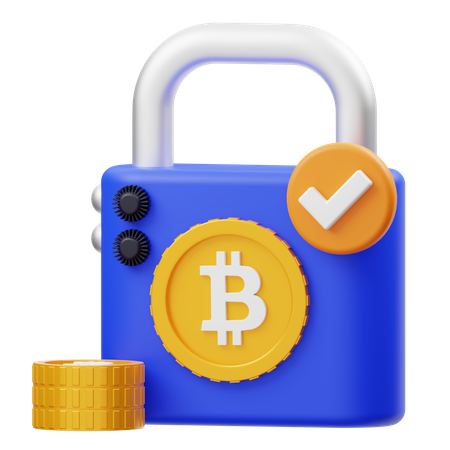 Bitcoin Padlock  3D Icon