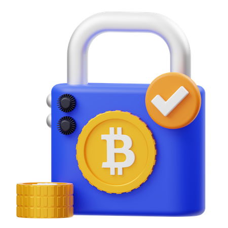 Bitcoin Padlock  3D Illustration