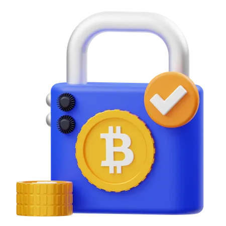 Bitcoin Padlock  3D Illustration