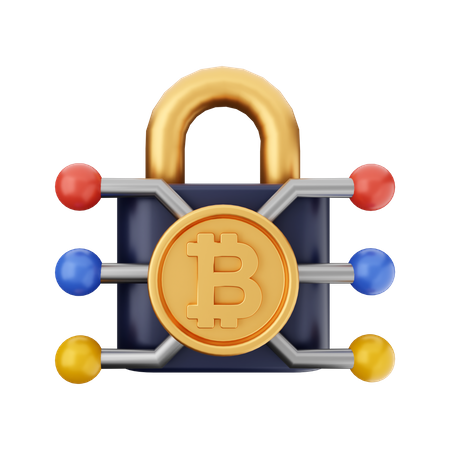 Bitcoin Padlock 3D Icon