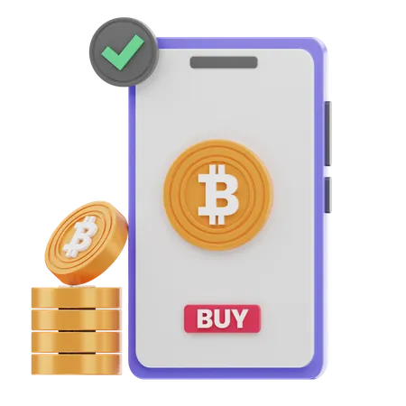 Pagamento móvel bitcoin  3D Icon