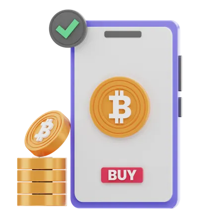 Paiement mobile Bitcoin  3D Icon